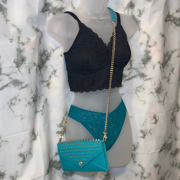 🎒 NWT Sea Green Studded Wallet on a Chain Rebecca Minkoff - Picture 2 of 16